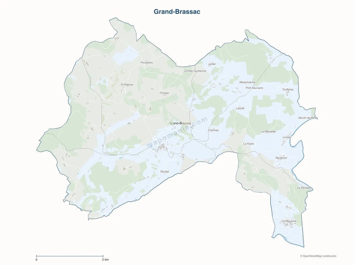 Carte de Grand-Brassac à personnaliser