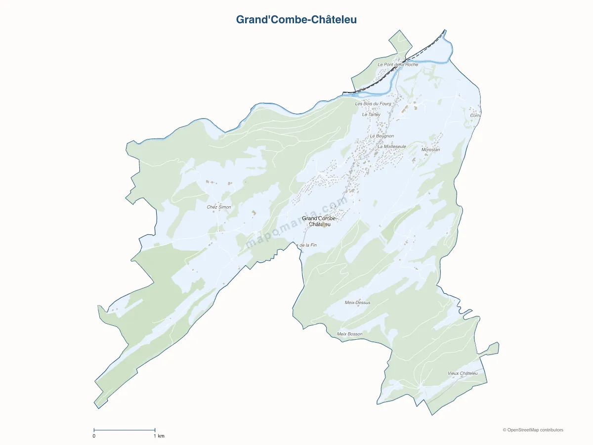 Carte de Grand'Combe-Châteleu à personnaliser