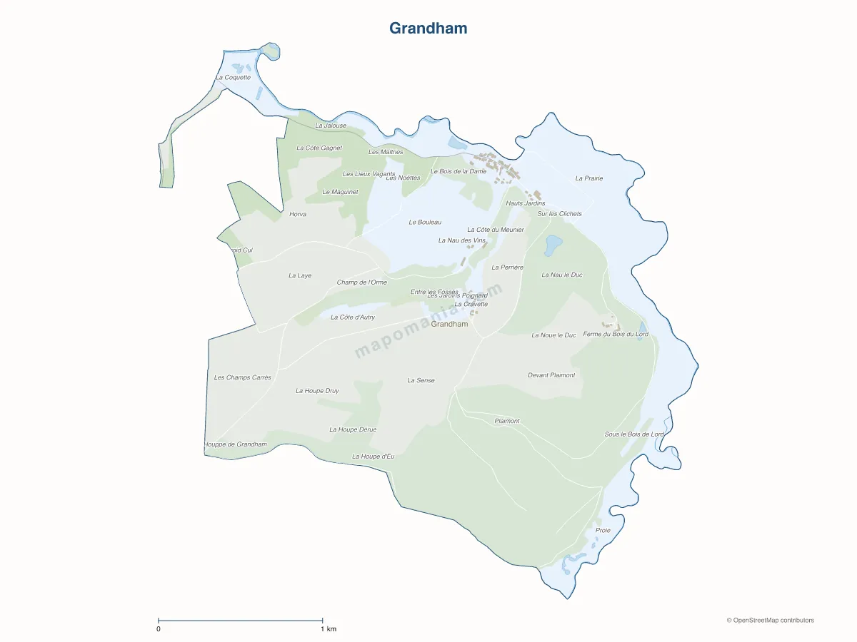 Carte de Grandham à personnaliser