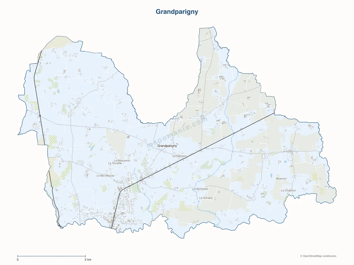 Carte de Grandparigny à personnaliser