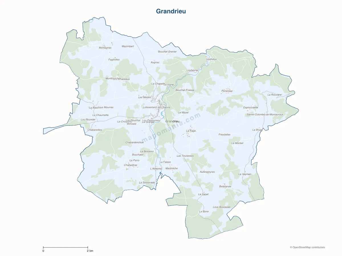 Carte de Grandrieu à personnaliser