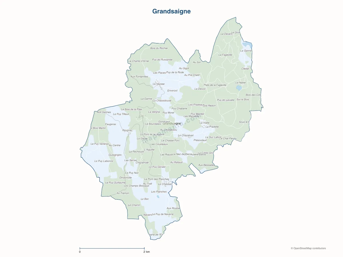 Carte de Grandsaigne à personnaliser