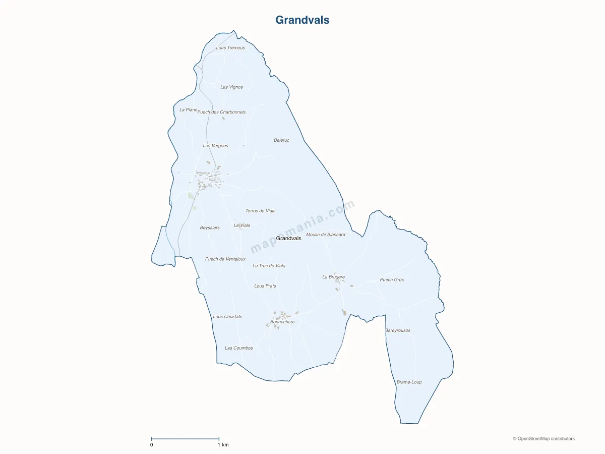Carte de Grandvals à personnaliser