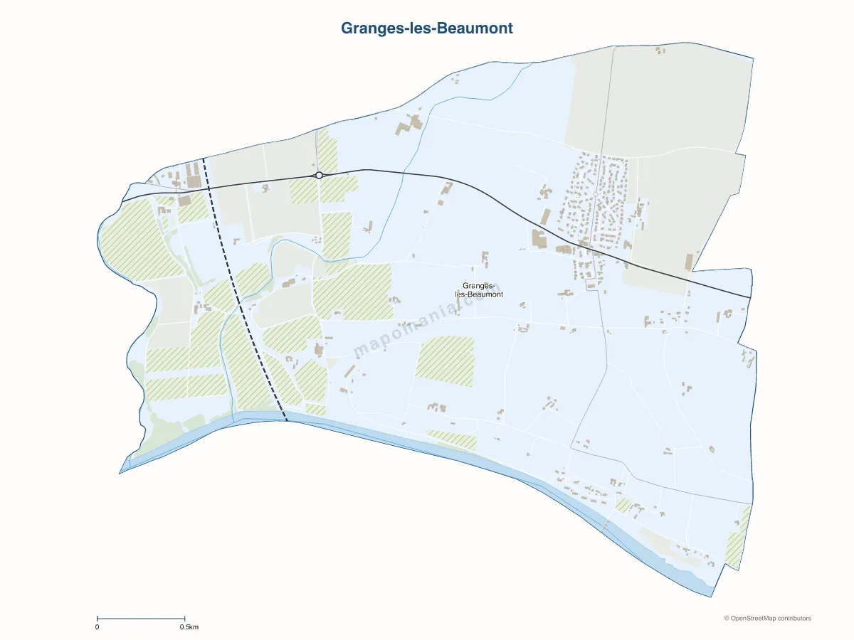 Carte de Granges-les-Beaumont à personnaliser