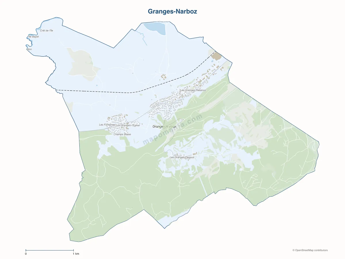 Carte de Granges-Narboz à personnaliser