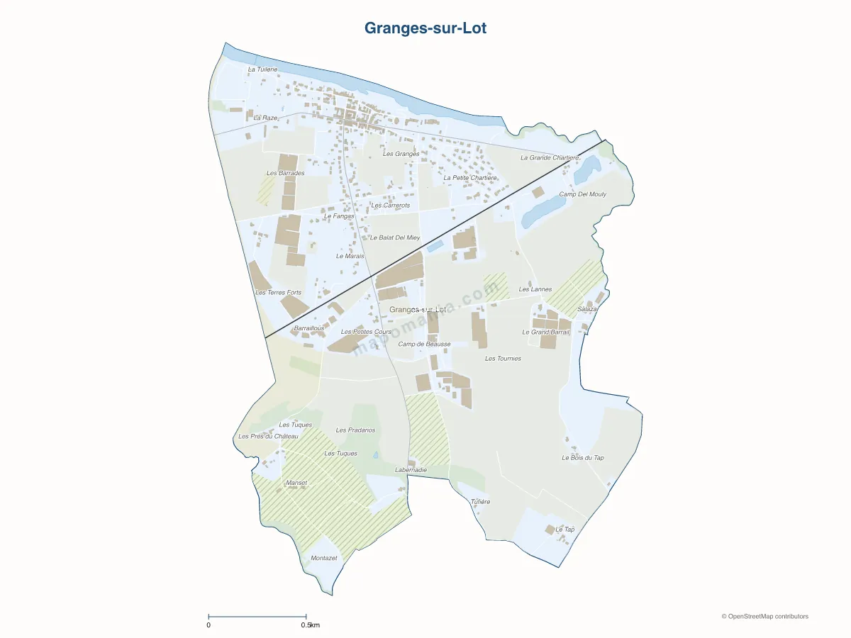 Carte de Granges-sur-Lot à personnaliser