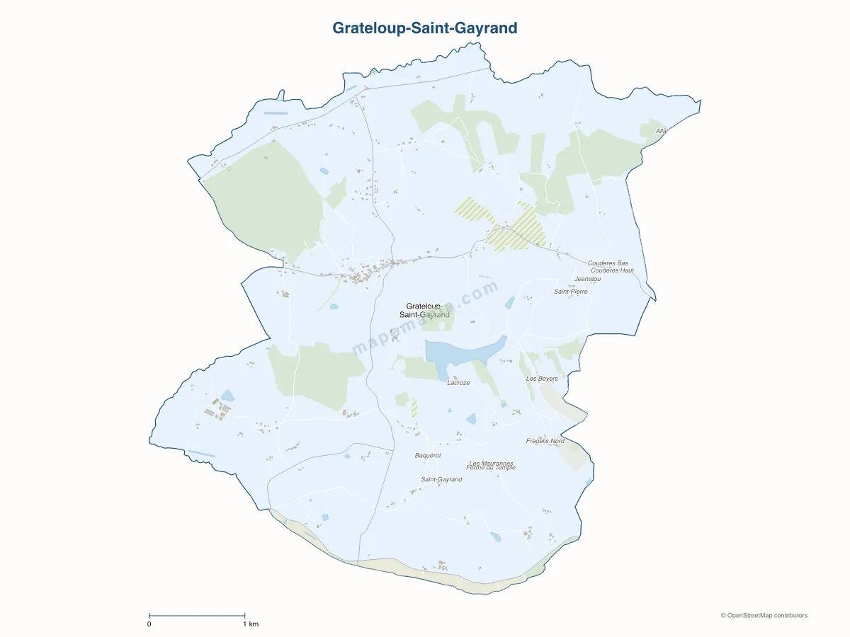 Carte de Grateloup-Saint-Gayrand à personnaliser