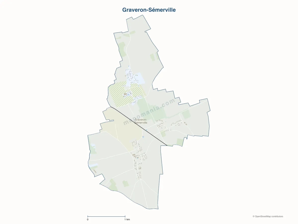 Carte de Graveron-Sémerville à personnaliser