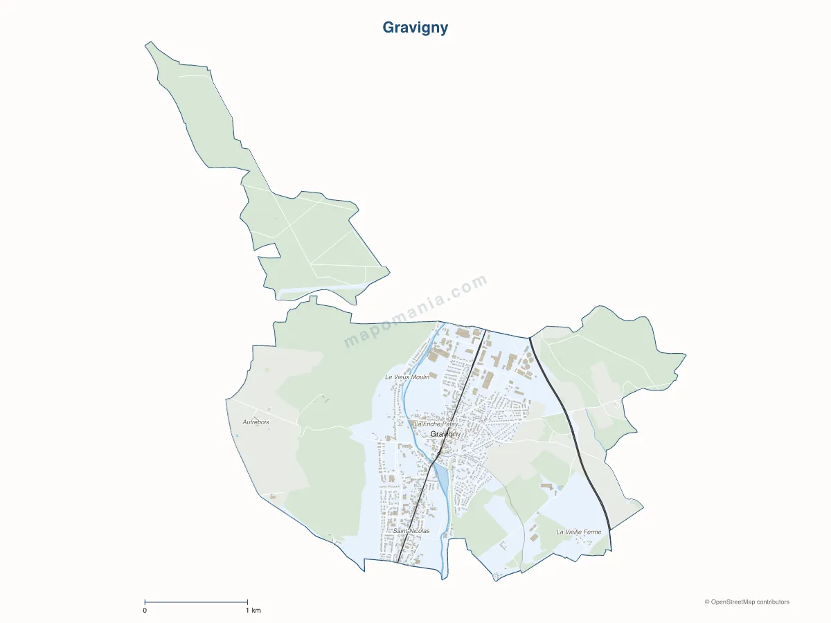 Carte de Gravigny à personnaliser