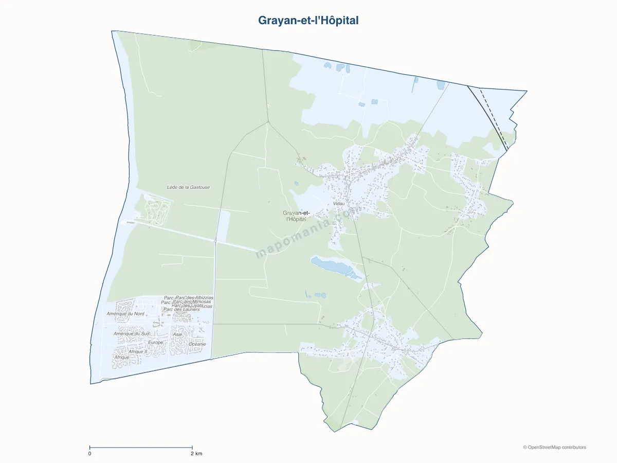 Carte de Grayan-et-l'Hôpital à personnaliser