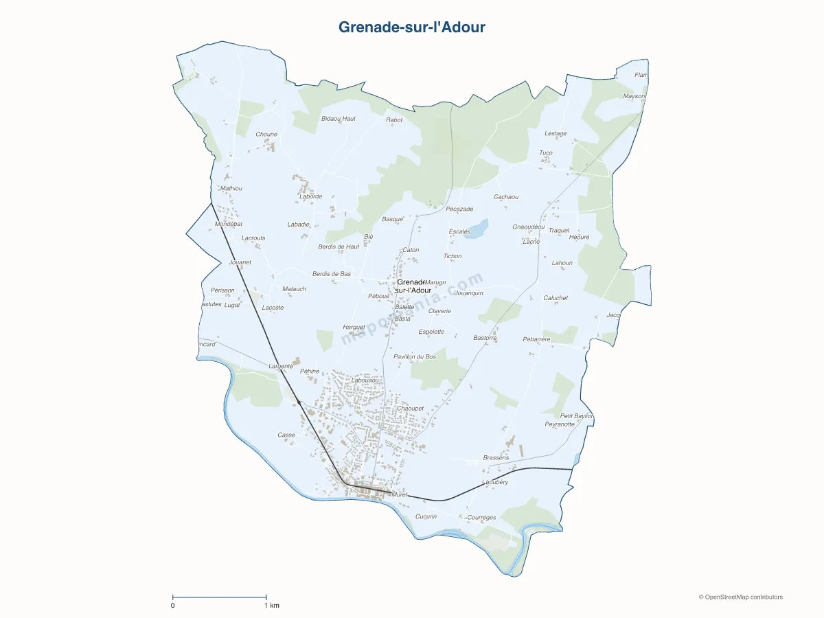 Carte de Grenade-sur-l'Adour à personnaliser