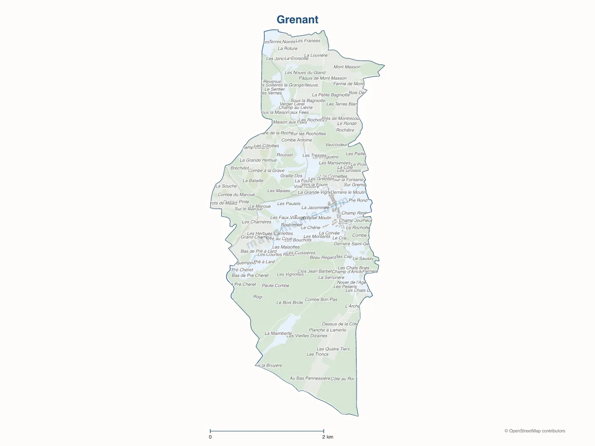 Carte de Grenant à personnaliser