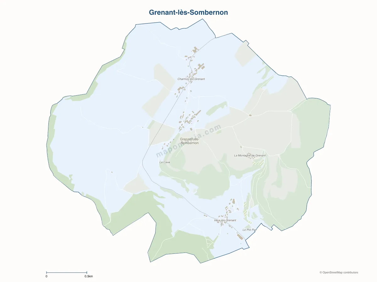 Carte de Grenant-lès-Sombernon à personnaliser