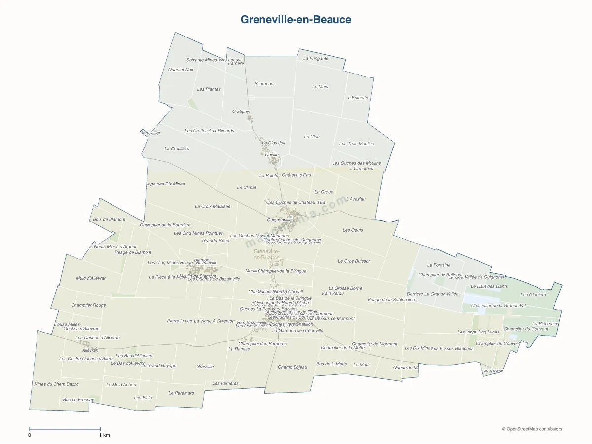 Carte de Greneville-en-Beauce à personnaliser