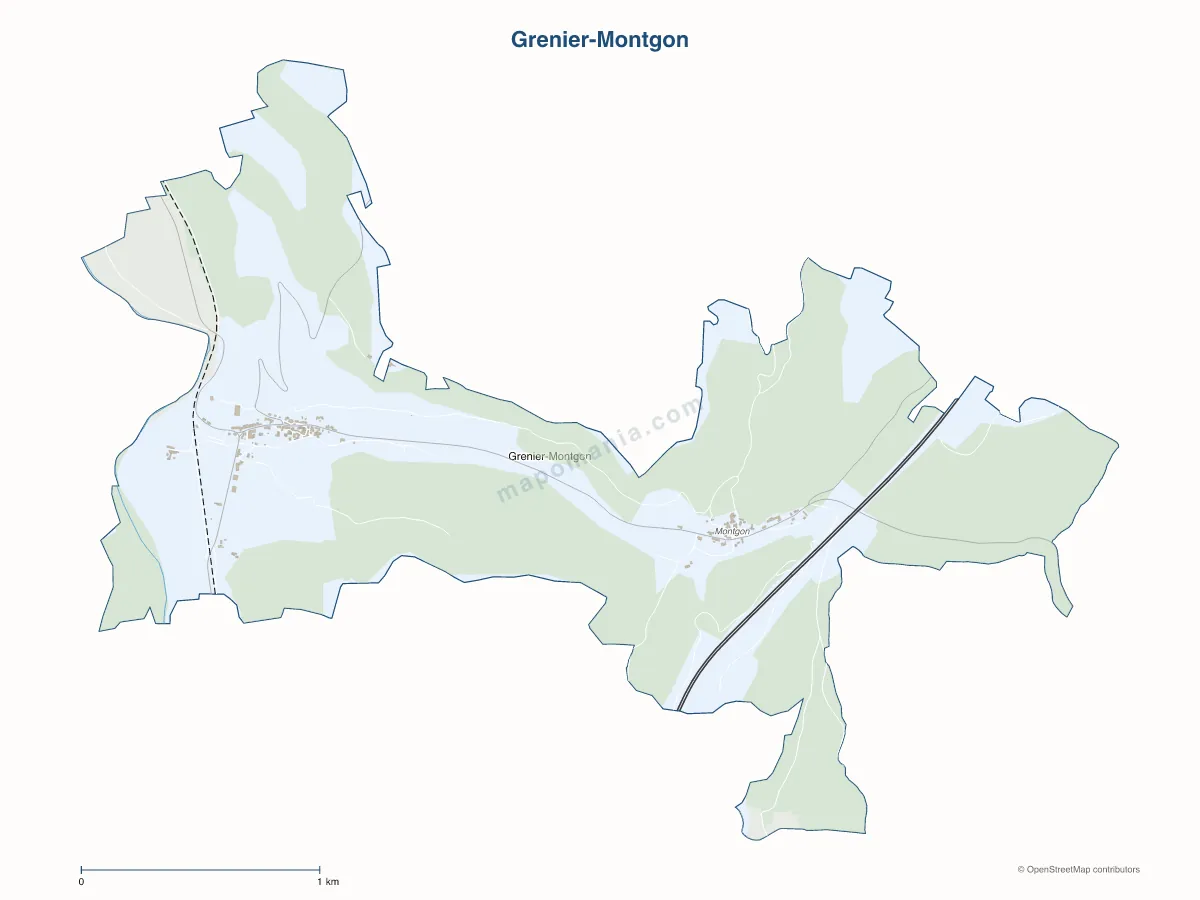 Carte de Grenier-Montgon à personnaliser