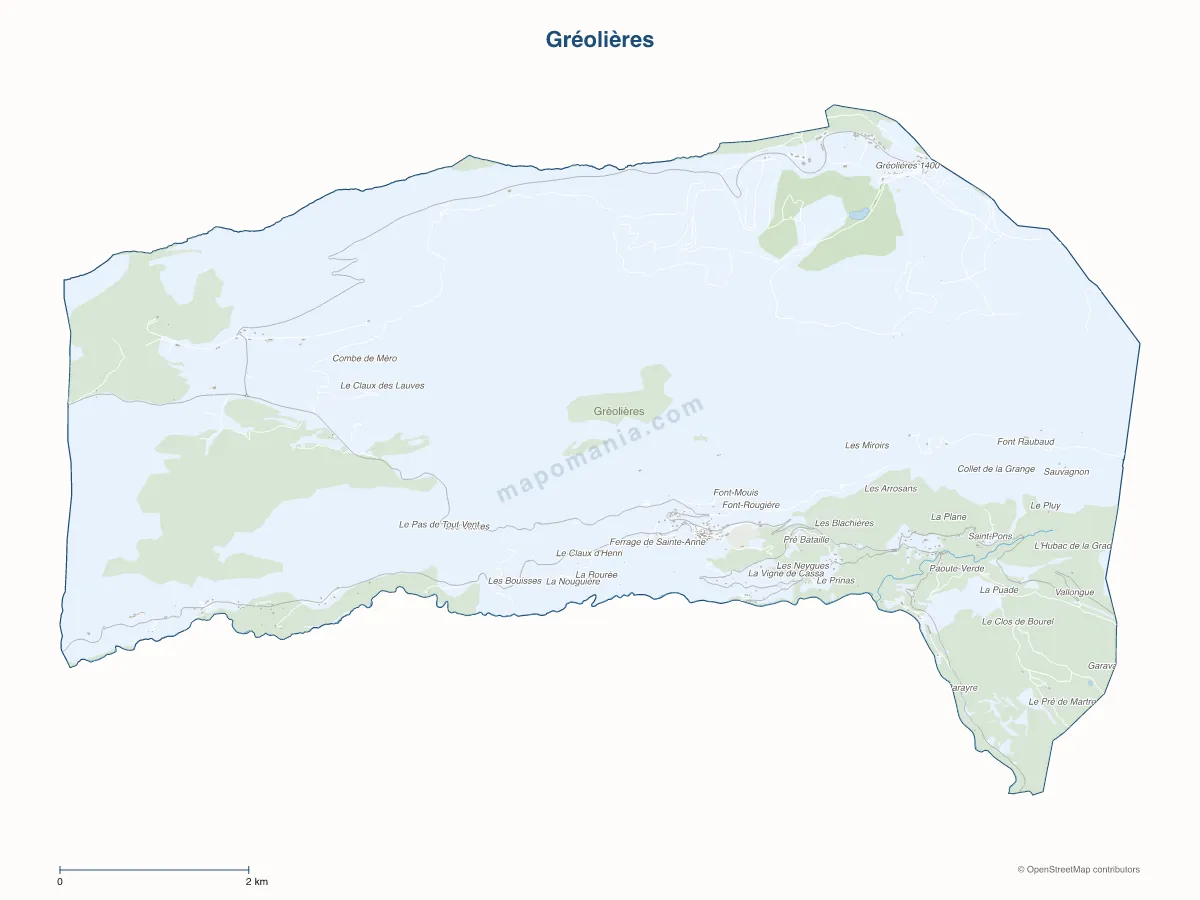 Carte de Gréolières à personnaliser
