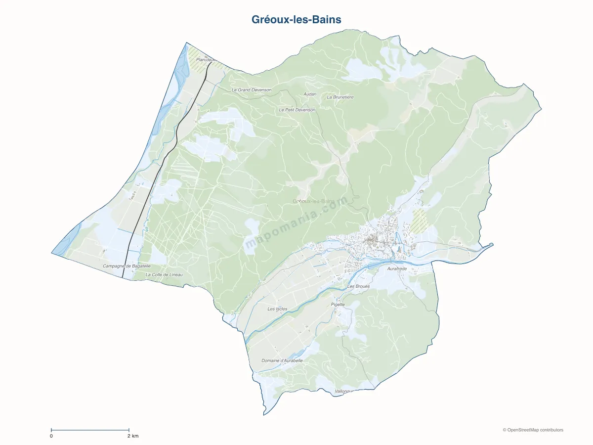 Carte de Gréoux-les-Bains à personnaliser
