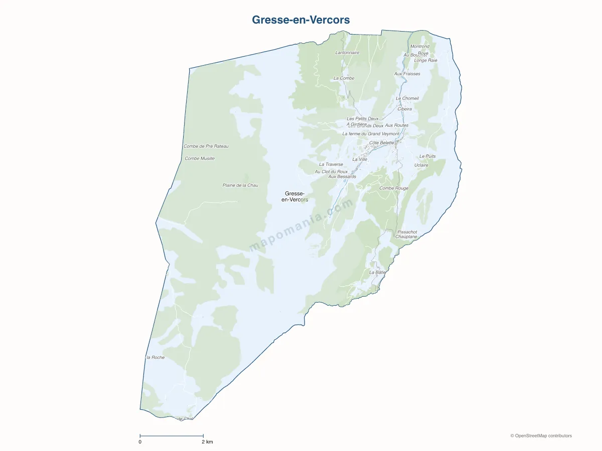 Carte de Gresse-en-Vercors à personnaliser
