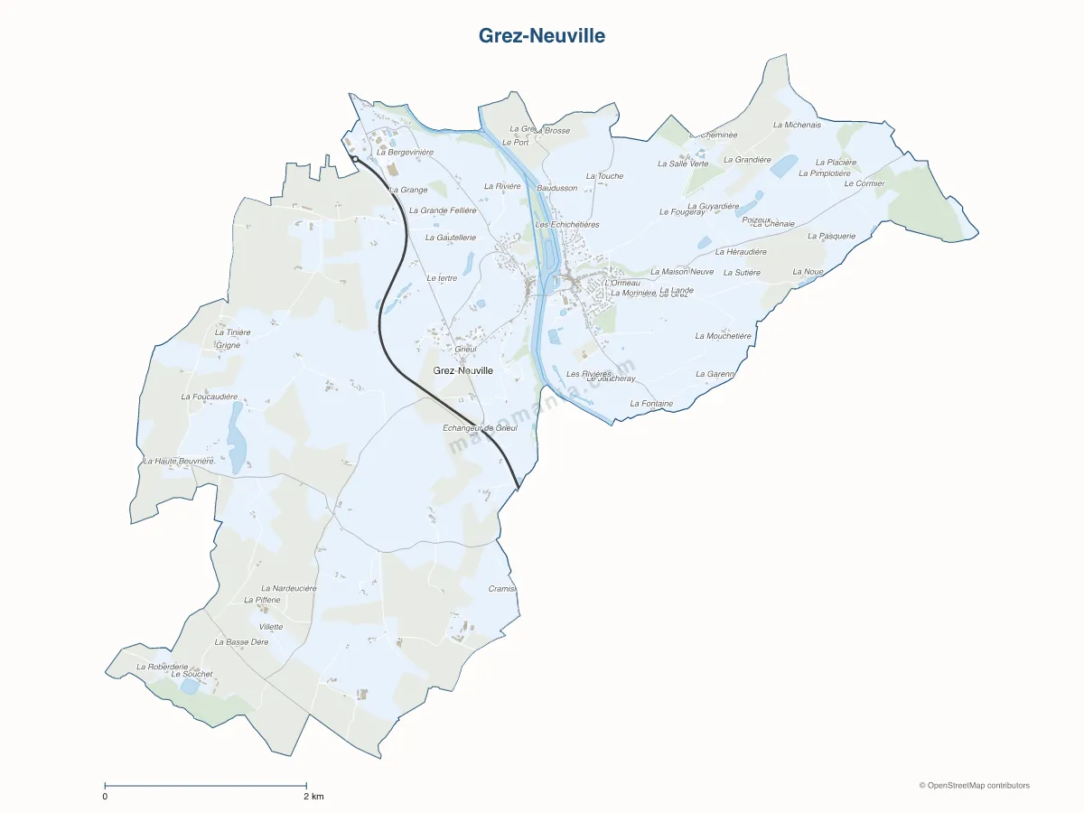 Carte de Grez-Neuville à personnaliser