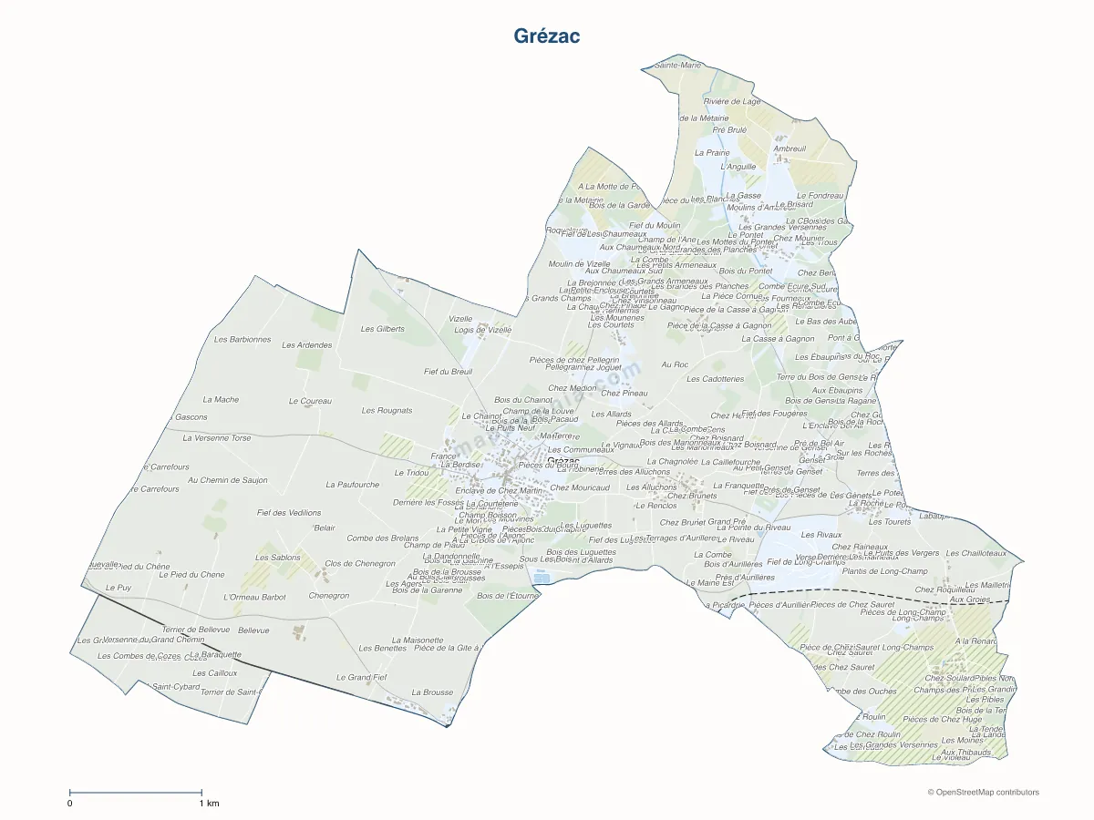 Carte de Grézac à personnaliser