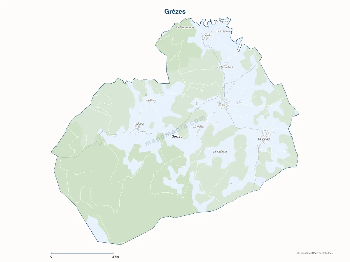Carte de Grèzes à personnaliser
