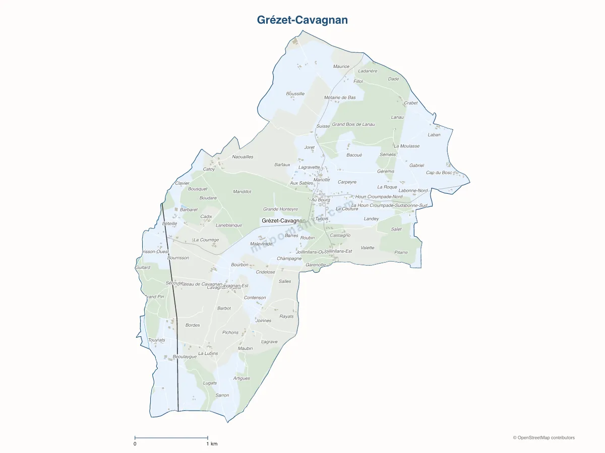 Carte de Grézet-Cavagnan à personnaliser