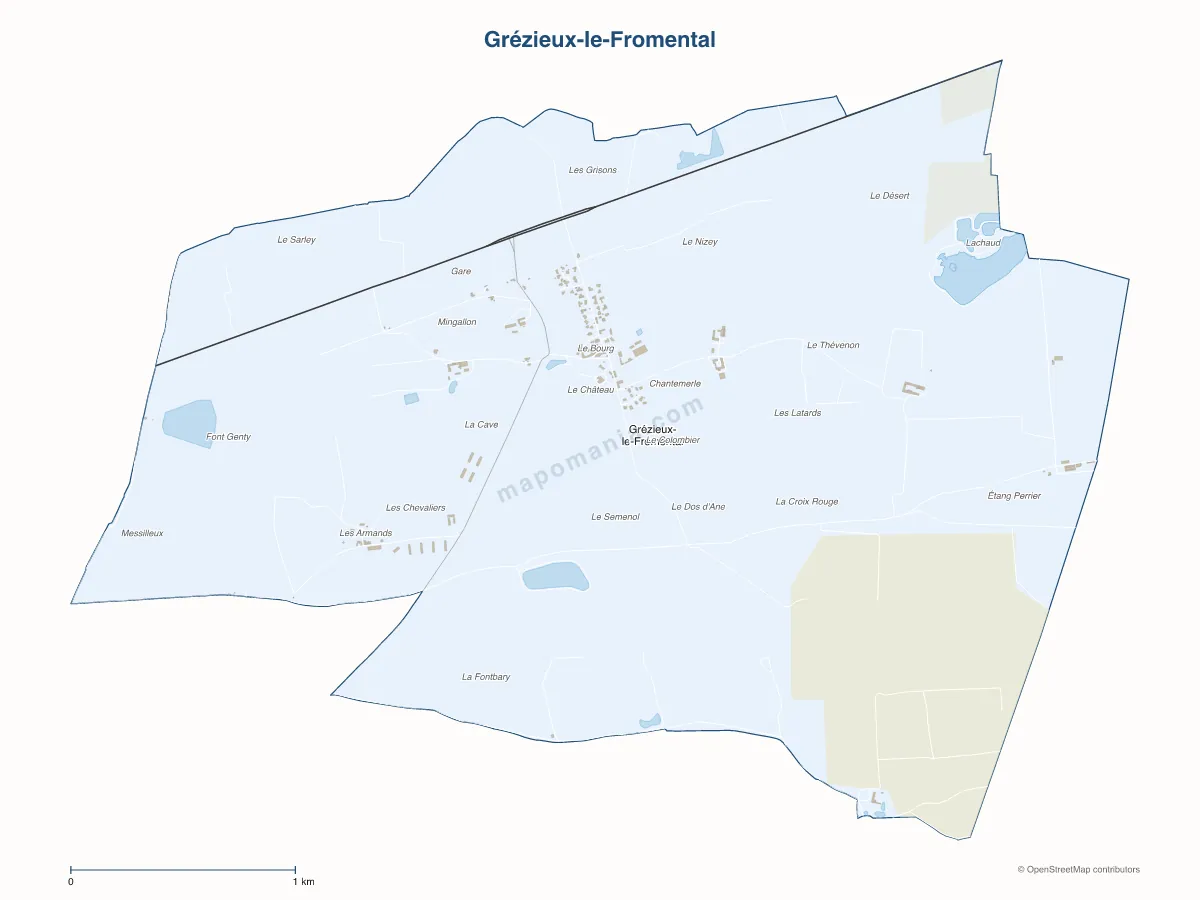 Carte de Grézieux-le-Fromental à personnaliser