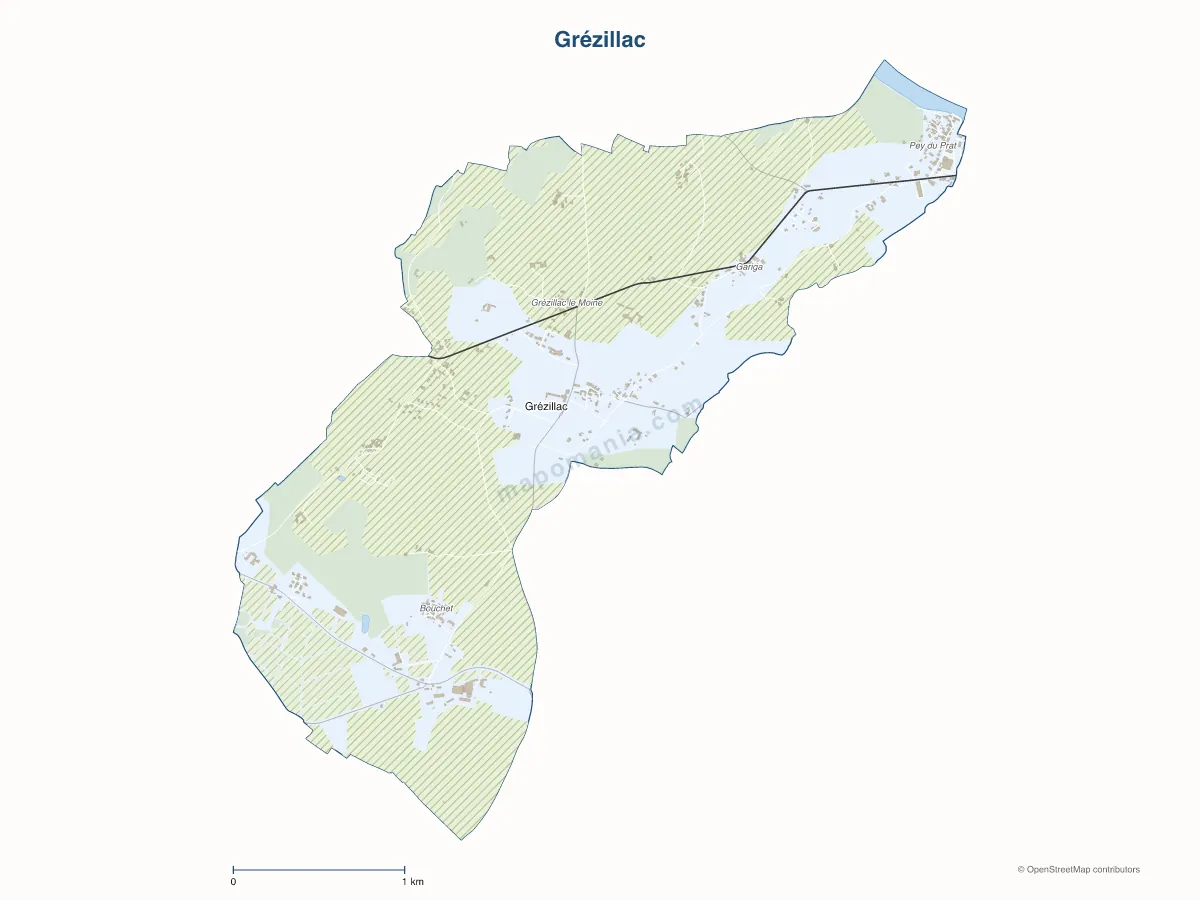 Carte de Grézillac à personnaliser