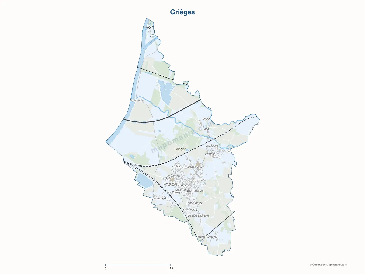 Carte de Grièges à personnaliser