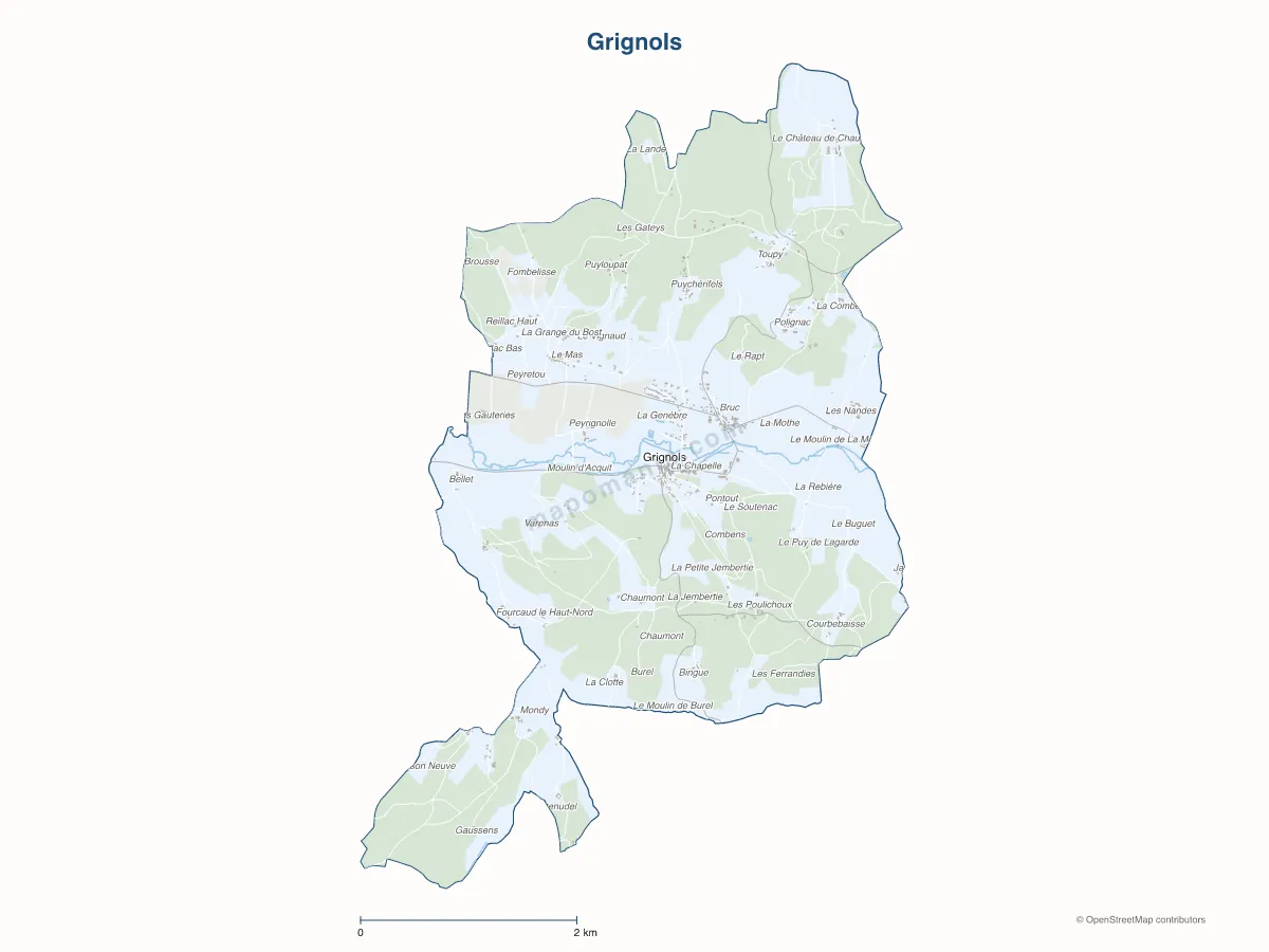 Carte de Grignols à personnaliser