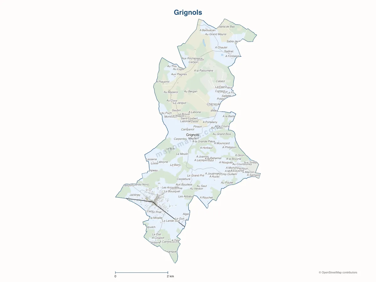 Carte de Grignols à personnaliser