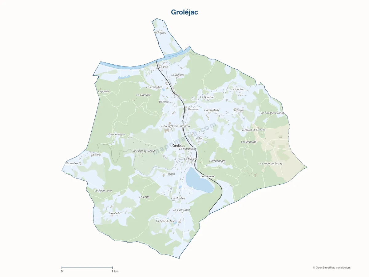 Carte de Groléjac à personnaliser