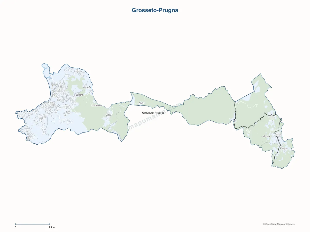 Carte de Grosseto-Prugna à personnaliser