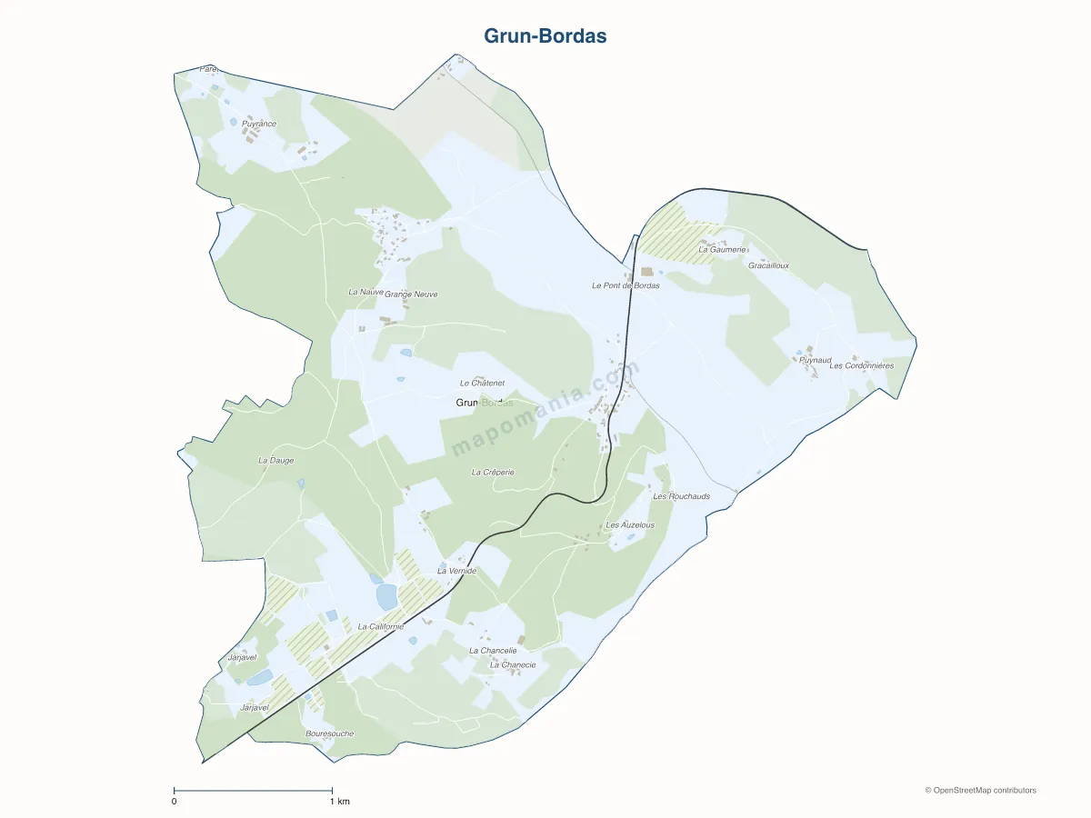 Carte de Grun-Bordas à personnaliser