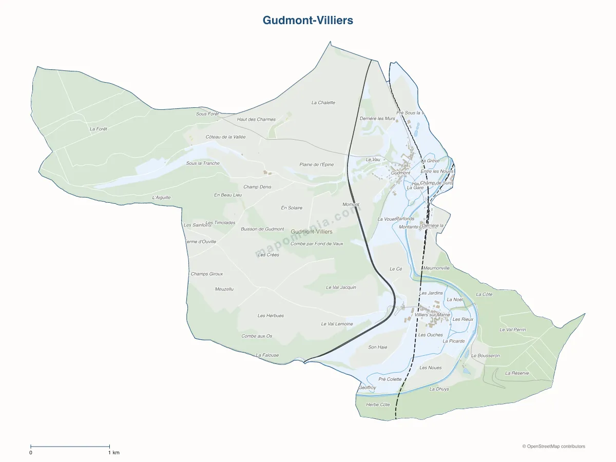 Carte de Gudmont-Villiers à personnaliser