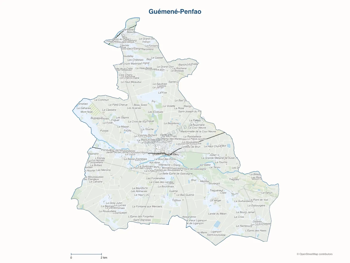 Carte de Guémené-Penfao à personnaliser