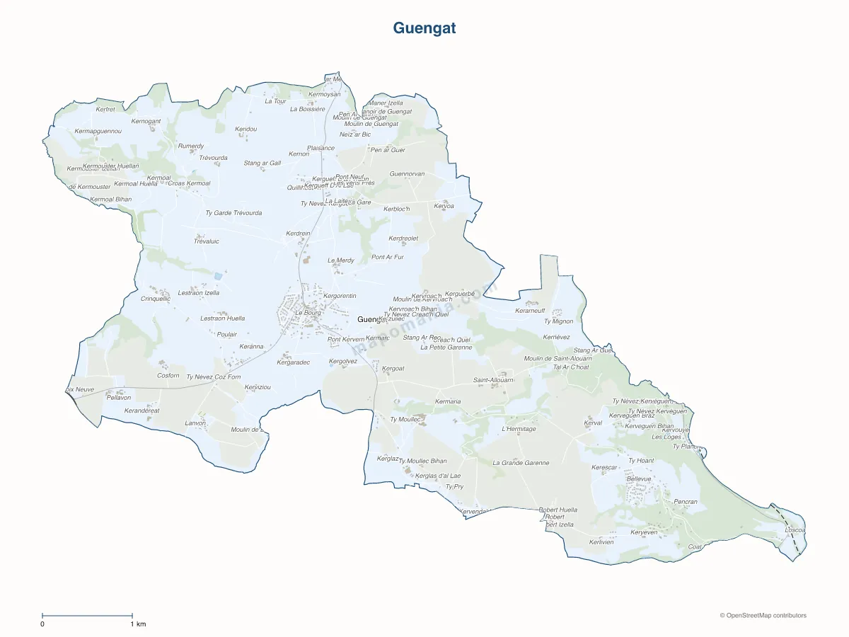Carte de Guengat à personnaliser