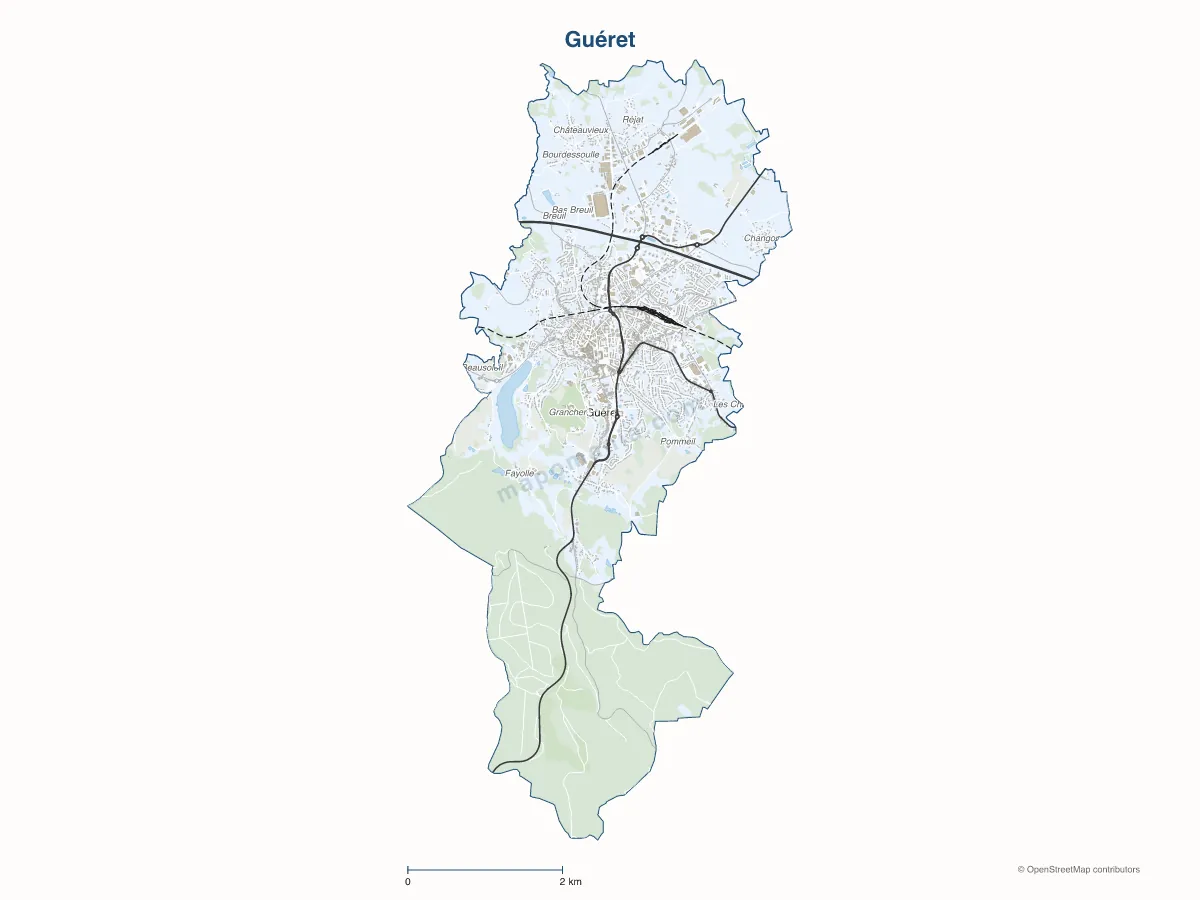 Carte de Guéret à personnaliser