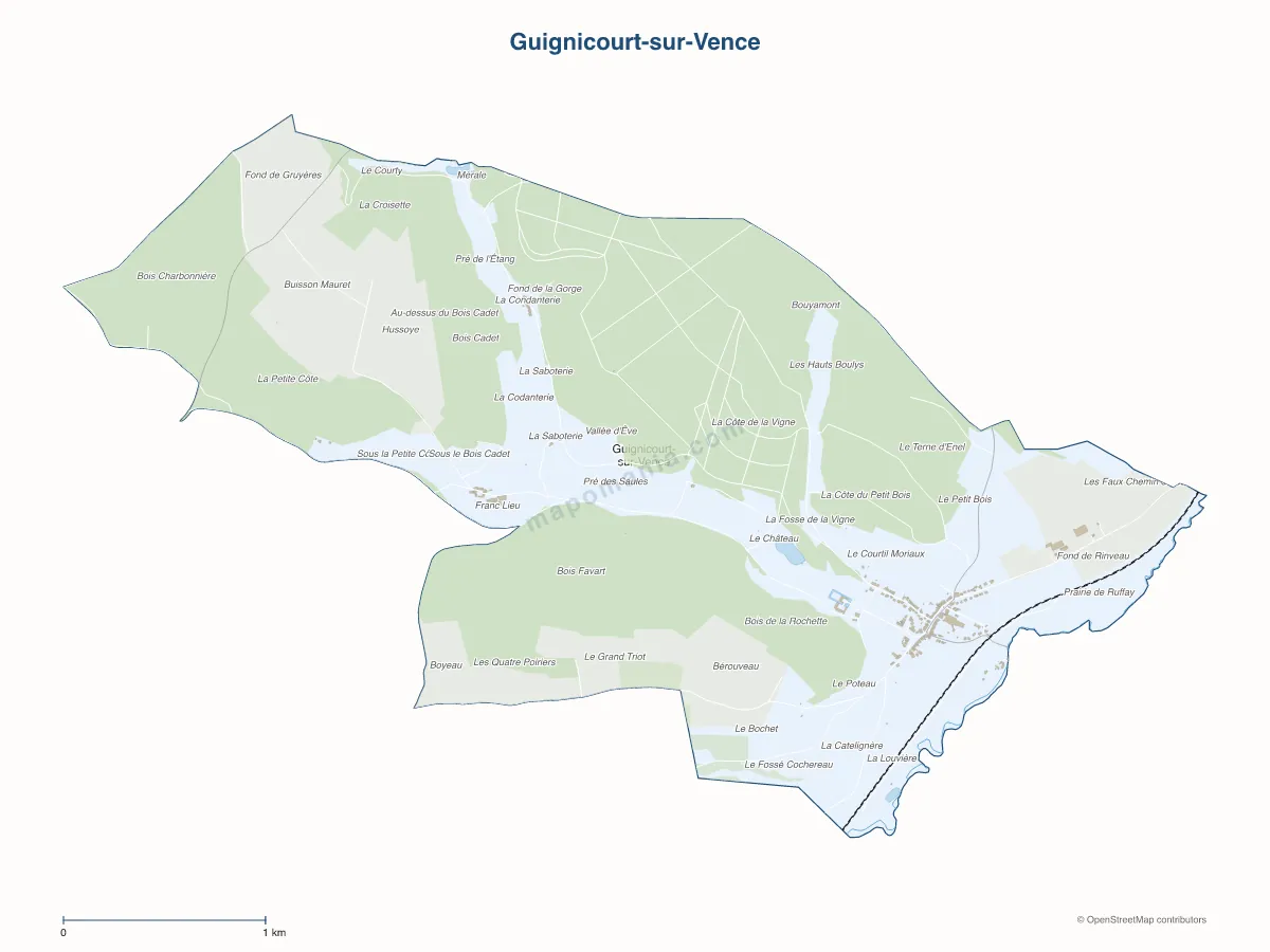 Carte de Guignicourt-sur-Vence à personnaliser