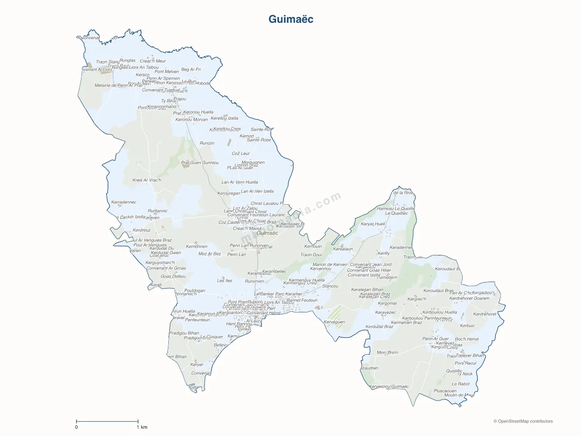 Carte de Guimaëc à personnaliser