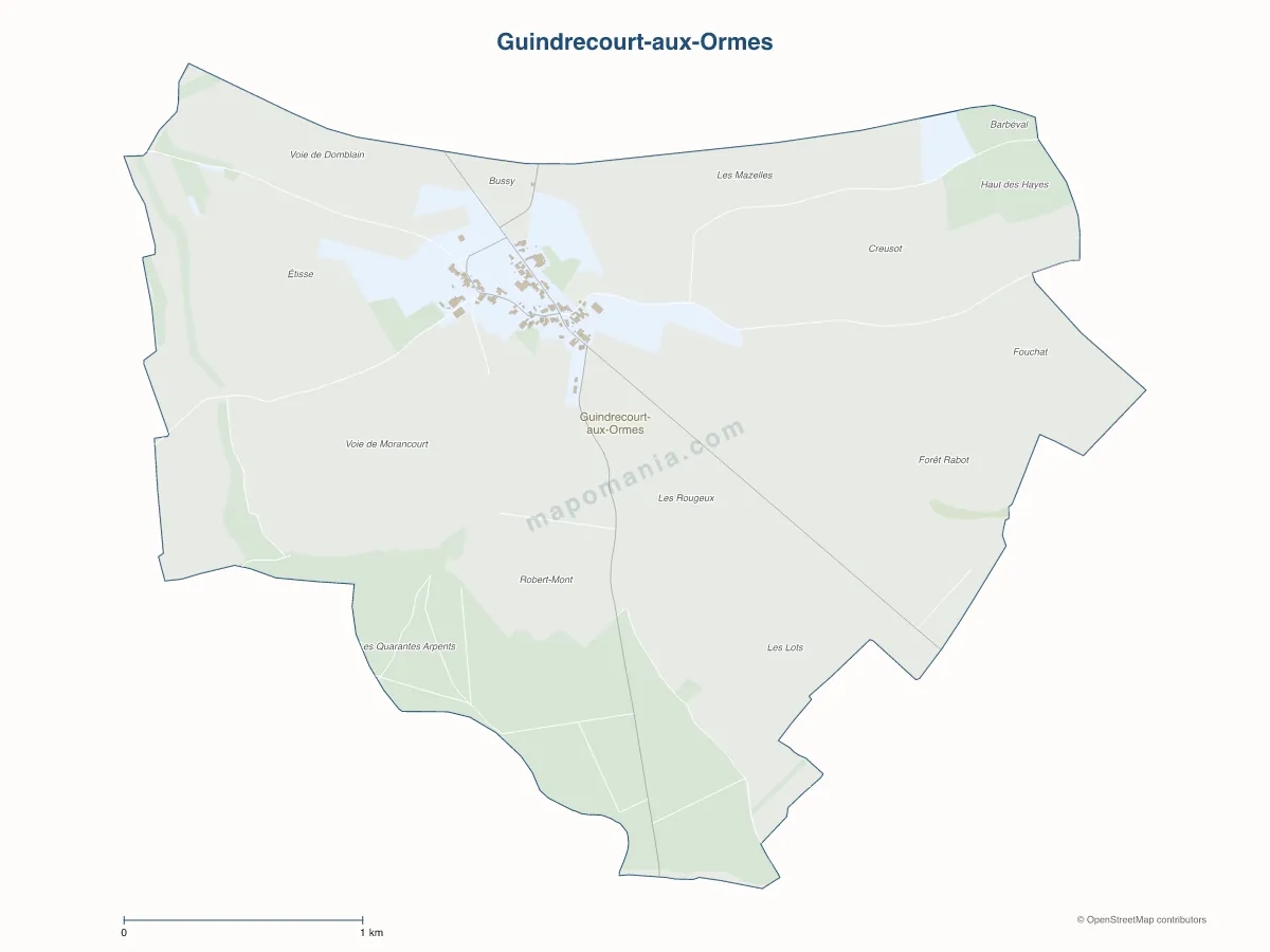 Carte de Guindrecourt-aux-Ormes à personnaliser