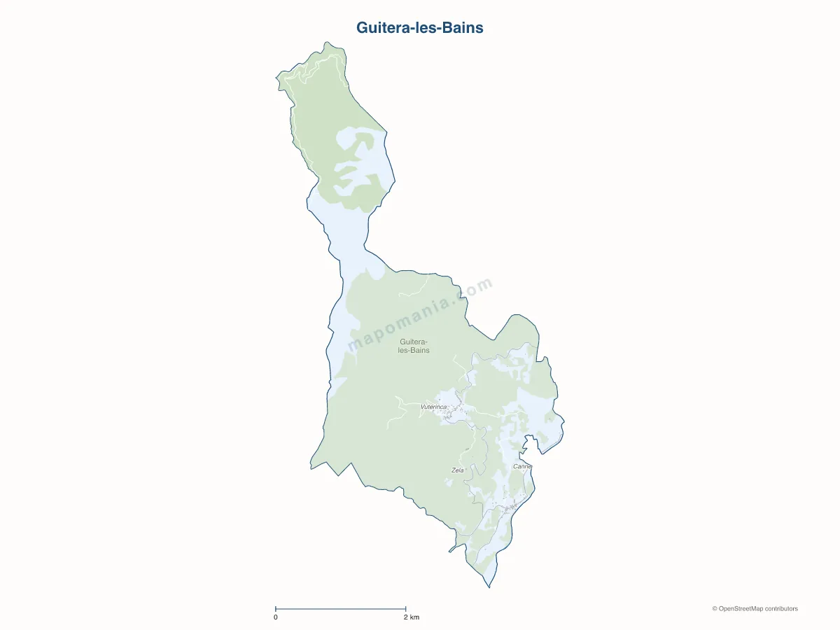 Carte de Guitera-les-Bains à personnaliser