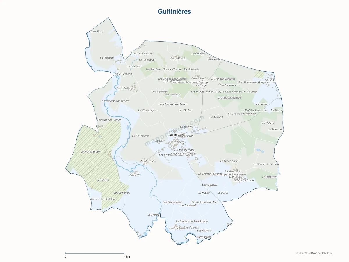 Carte de Guitinières à personnaliser