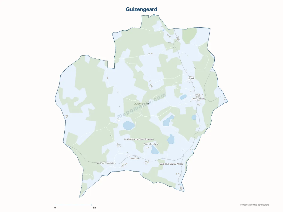 Carte de Guizengeard à personnaliser