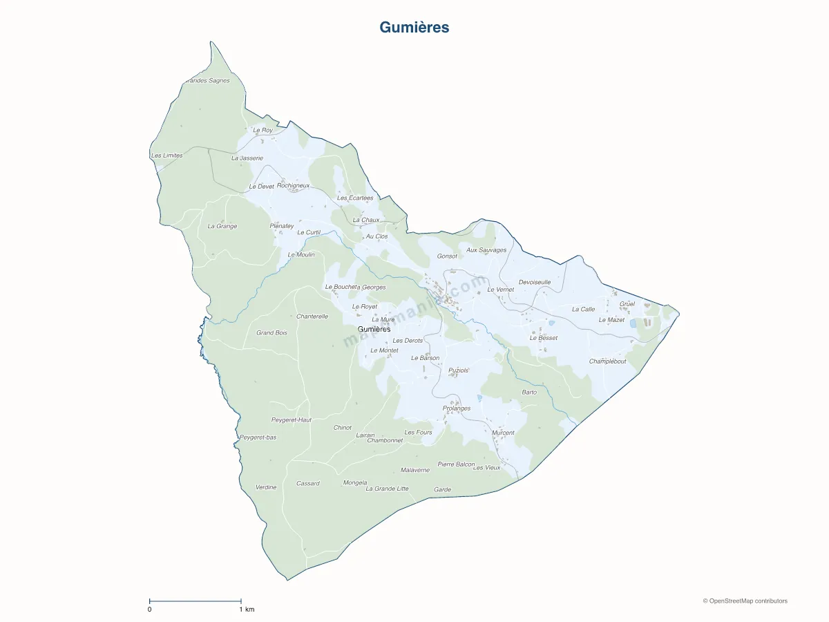 Carte de Gumières à personnaliser