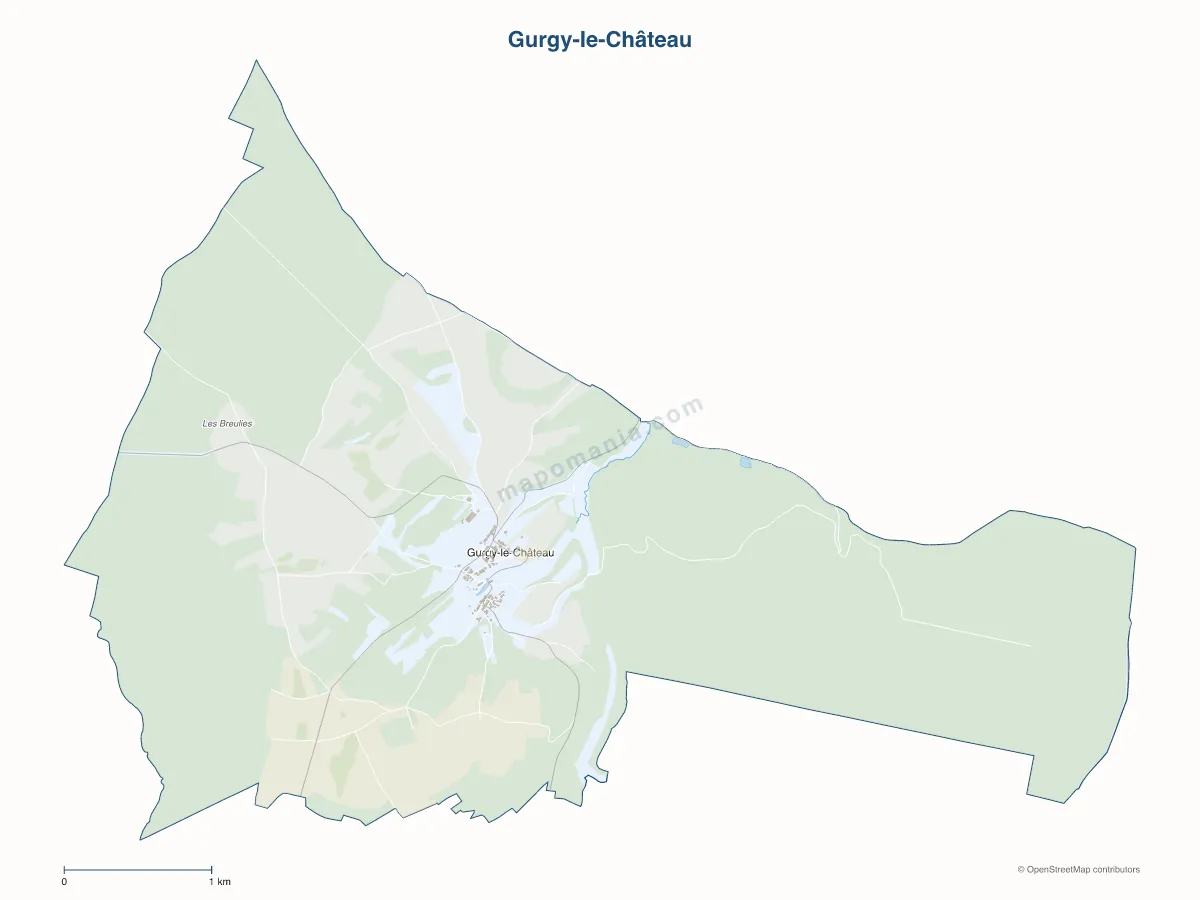 Carte de Gurgy-le-Château à personnaliser