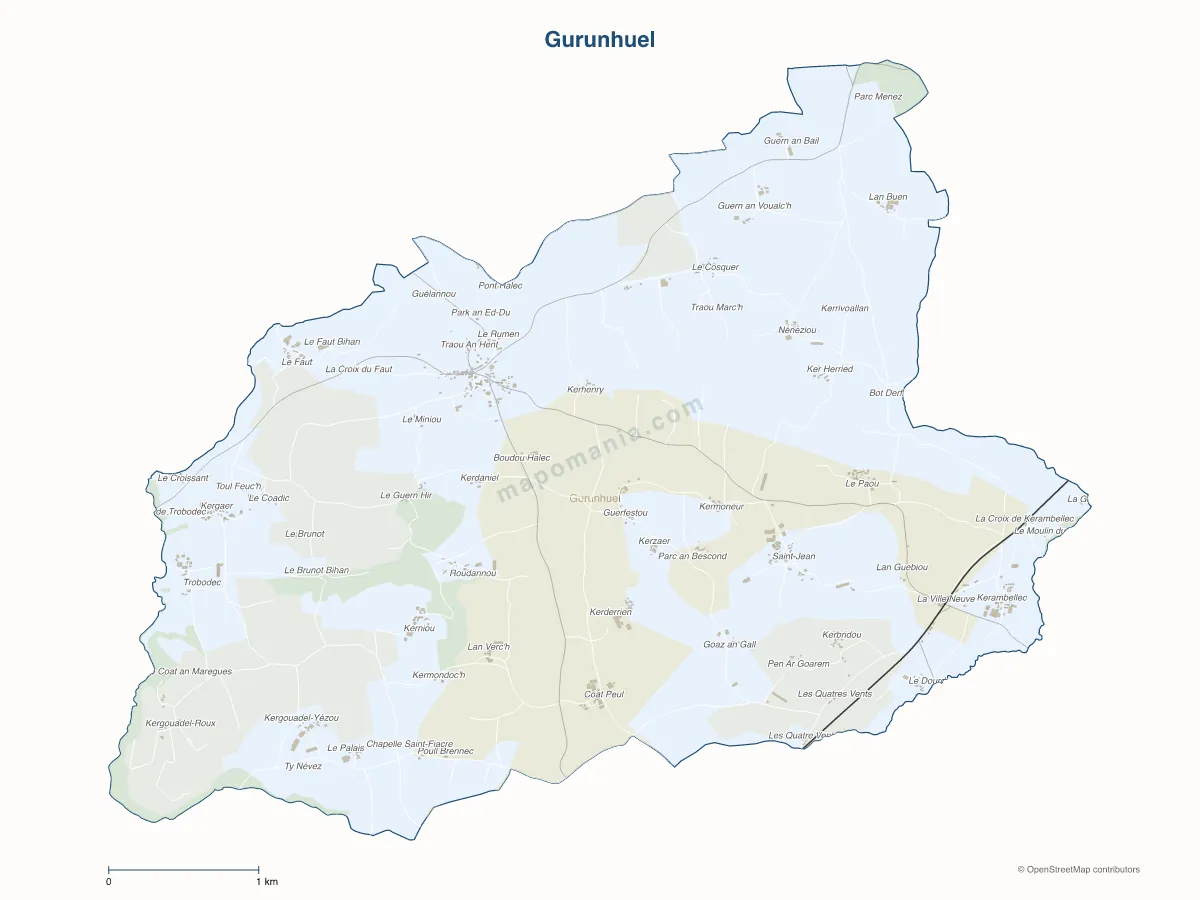 Carte de Gurunhuel à personnaliser