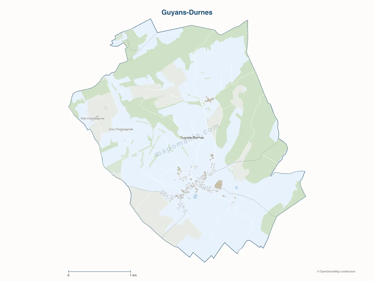 Carte de Guyans-Durnes à personnaliser