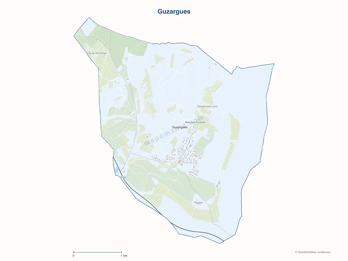 Carte de Guzargues à personnaliser