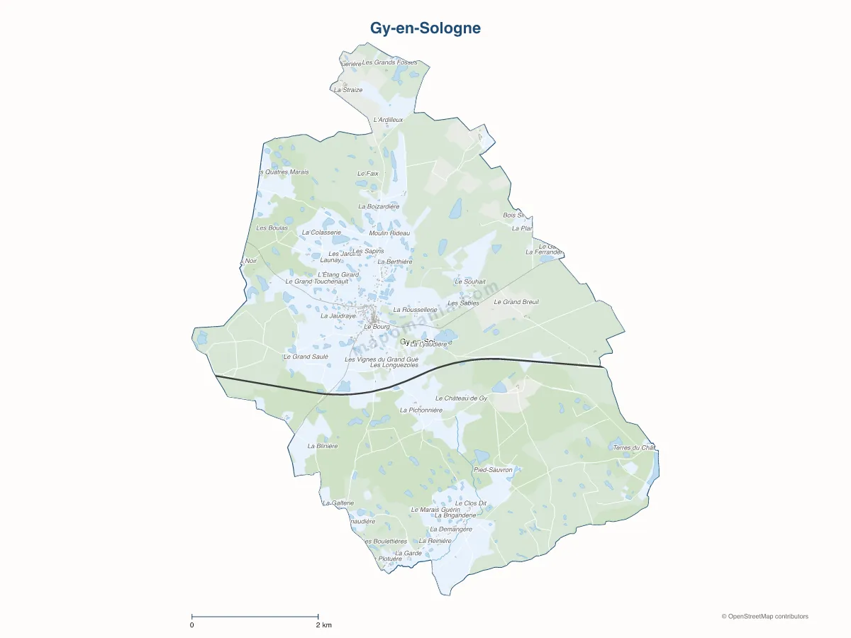 Carte de Gy-en-Sologne à personnaliser